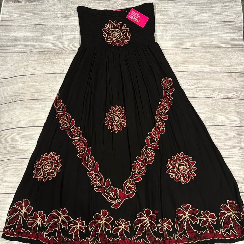 Wevez 100% Rayon Smocked Strapless Dresss